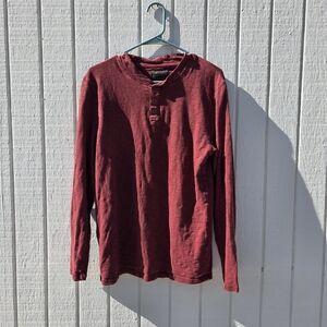 Lucky Brand Red Long Sleeve Henley Shirt